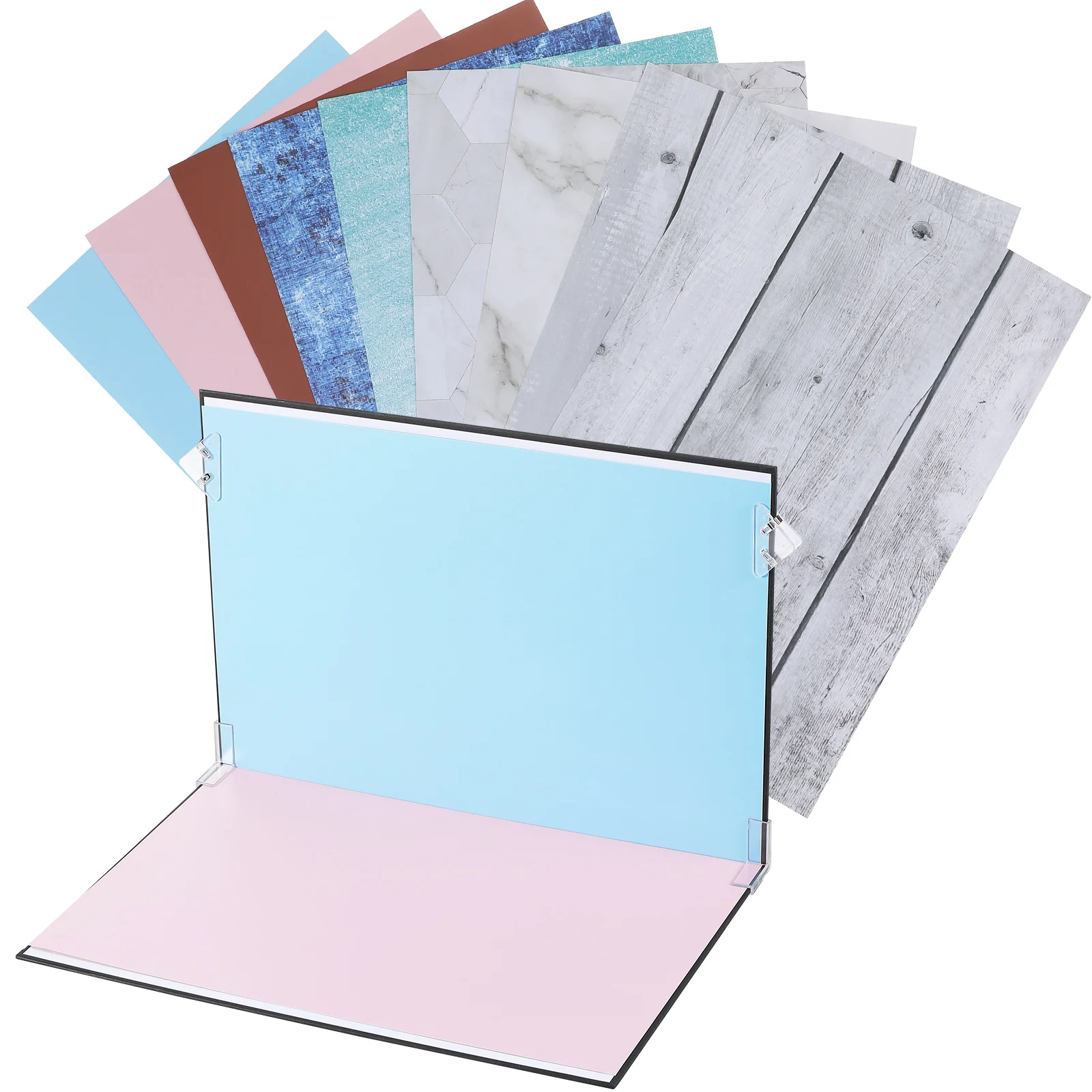 

1 Set 18 Double-Sided Photography Backdrop Boards Stone Wood Marble Patterns For Product Food Jewelry Shoots Portable