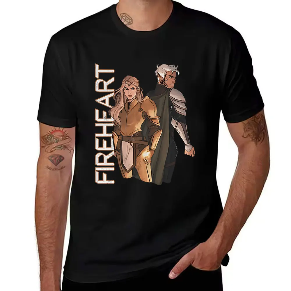 Men's Cotton T-Shirt Throne of Glass Fireheart Aelin Galathynius Rowan Whitethorn Print Casual Tee