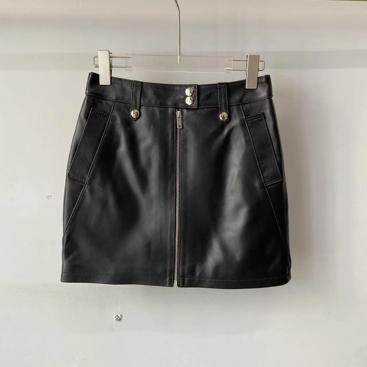 

Осень 2023, новинка Sle, женская модная юбка f-длины, кожаная юбка, облегающая черная утягивающая мягкая кожа из овчины