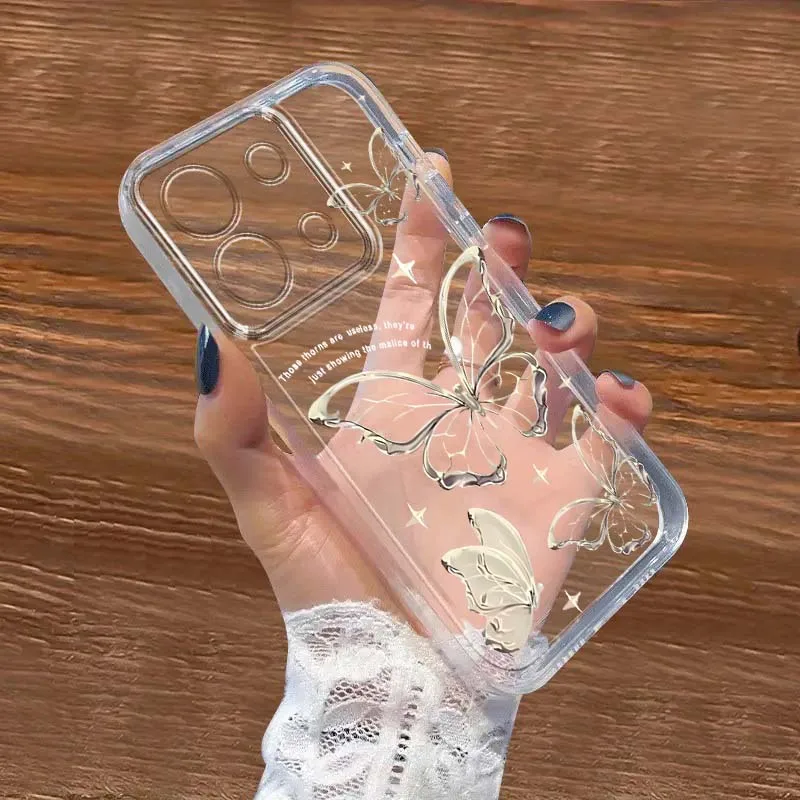 

Beautiful Butterfly Pattern Phone Case For Xiaomi Redmi 10 11 K30 K40 K50 K60 K70 Pro Prime Plus Ultra Zoom 5G Transparent