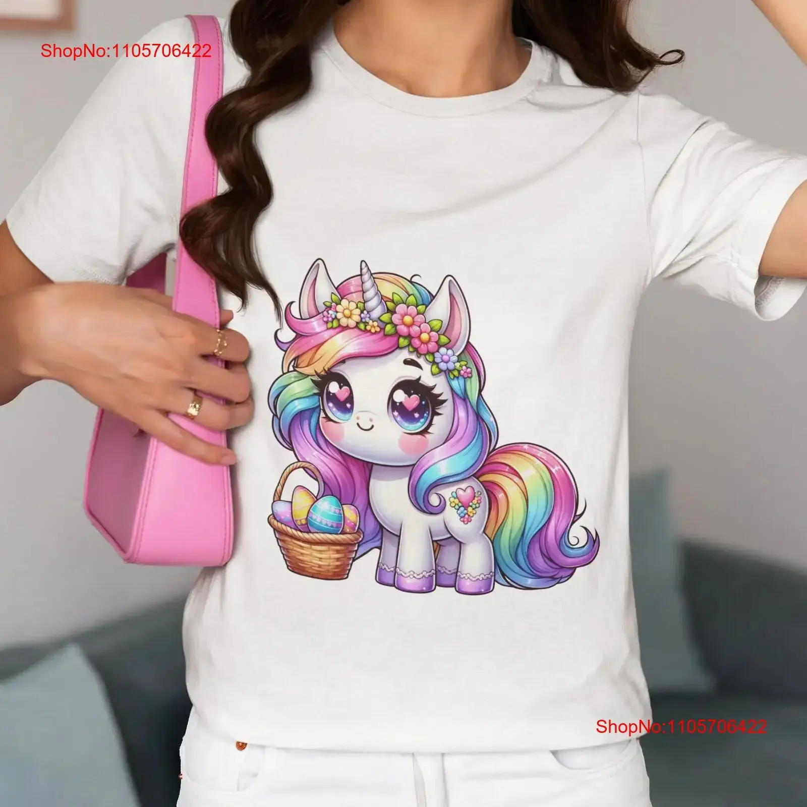 Easter Unicorn T Shirt Pastel Rainbow Mane Floral Crown Magical Spring Top Egg Basket Lover Soft Cotton vintage Washed