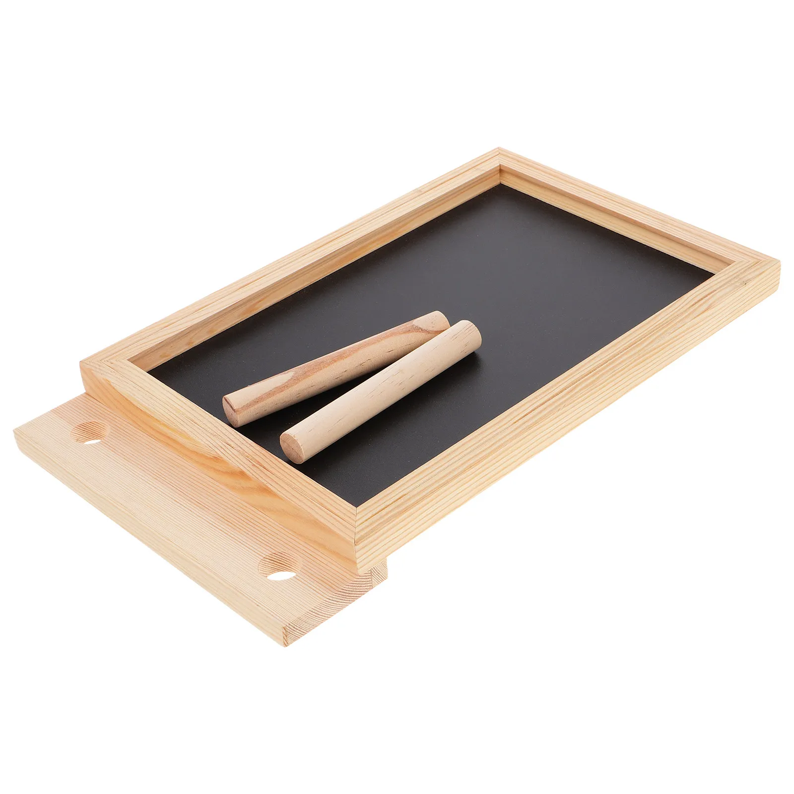 Black Wooden Desktop Blackboard Smooth Write Erasable Chalkboard Sign for Menus Messages Restaurants Cafes Office