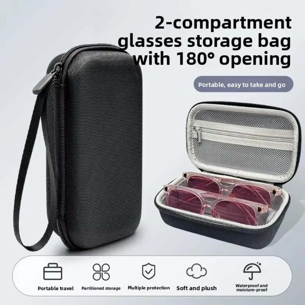 2-Grid Glasses Storage Box EVA Large Capacity EVA Sunglasses Box Anti-lost Portable Sunglasses Storage Box Sunglasses Organizer