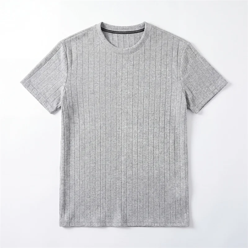 Business Casual Geripptes T-Shirt für Herren Kurzarm Weicher Stoff Bequeme Passform für Büroarbeit und formelle Freizeitveranstaltungen – Detail 13