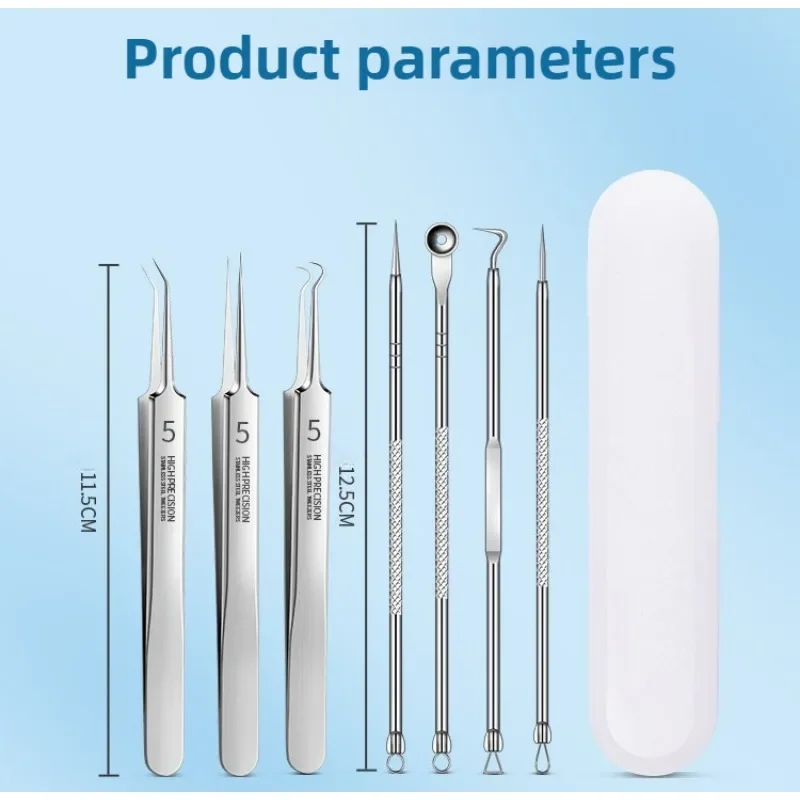 Pince à épiler Ultra-fine, extracteur de points noirs, aiguille d'acné, nettoyeur de peau, 4/8 pièces