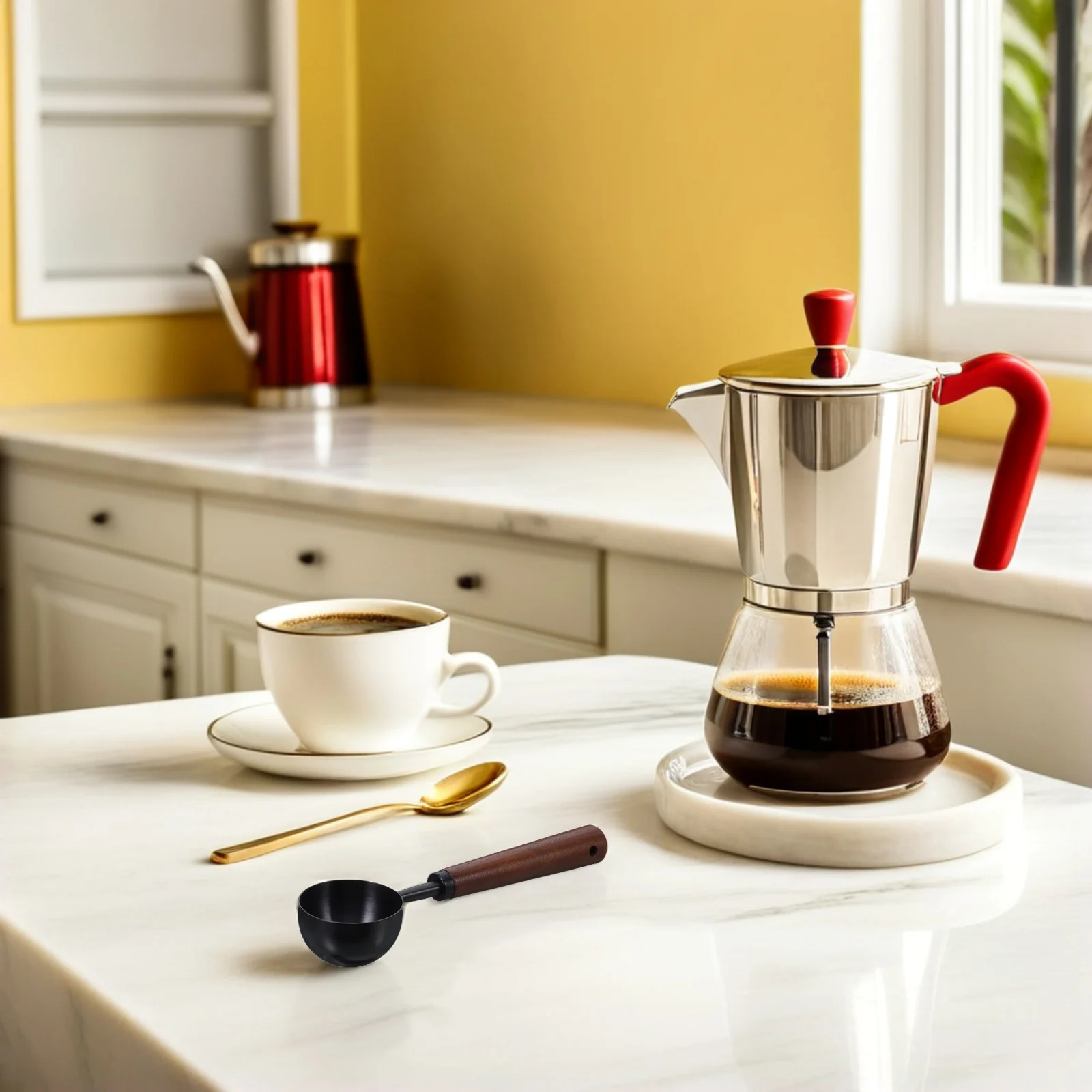 

2Tbsp Stainless Steel Coffee Scoop Spoon 30Ml Long Handle Measuring Tablespoon for Ground Beans Tea Kitchen Cafe Office Use