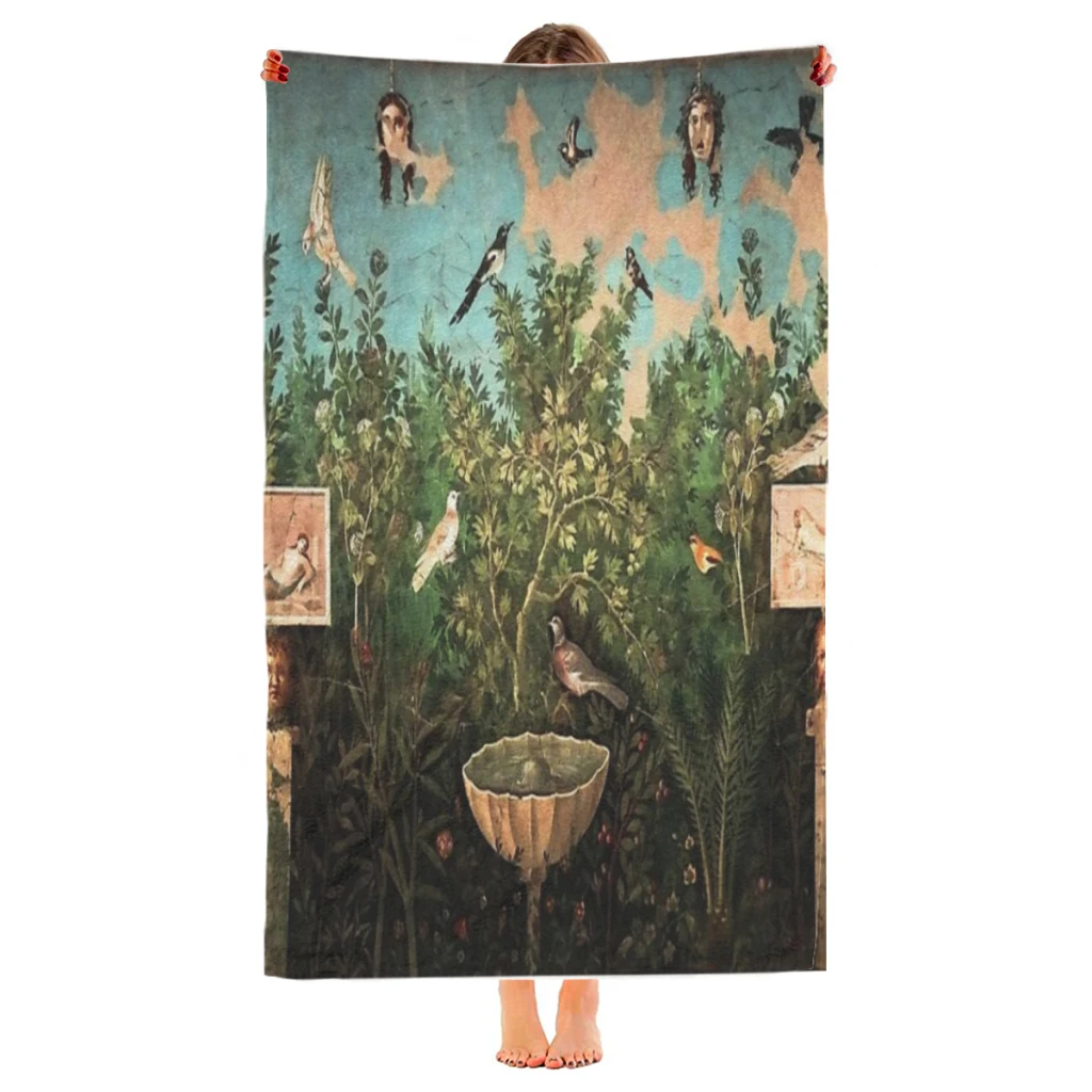 Microfiber Beach Towel POMPEII COLLECTION  FLYING BIRDS,DOVES Print Quick Dry Sandless Beach Blanket Soft Comfortable for Men