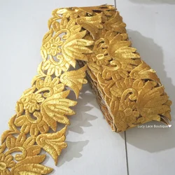 Gold Embroidery Iron on Trimming Iron-on Transfers for Garment High Quality Thermo-adhesive Patches Clothing Trims