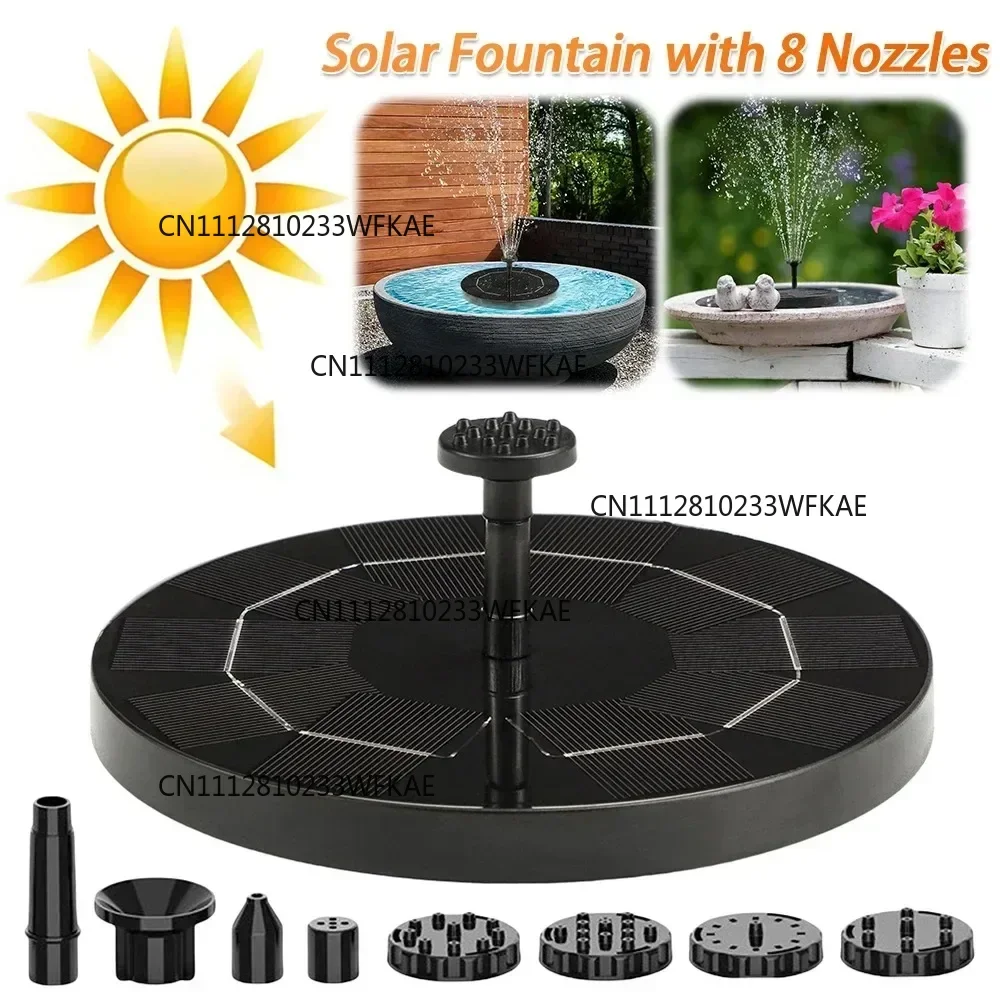 Solar fountain pump with 8 nozzles, floating garden pond decoration without electricity, outdoor water feature