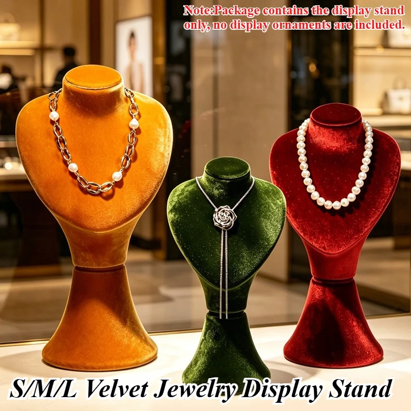Palace Style Velvet Mannequin Neck Form Jewelry Display Stand Multi-functional Necklace Holder for Store Counter Home Collection