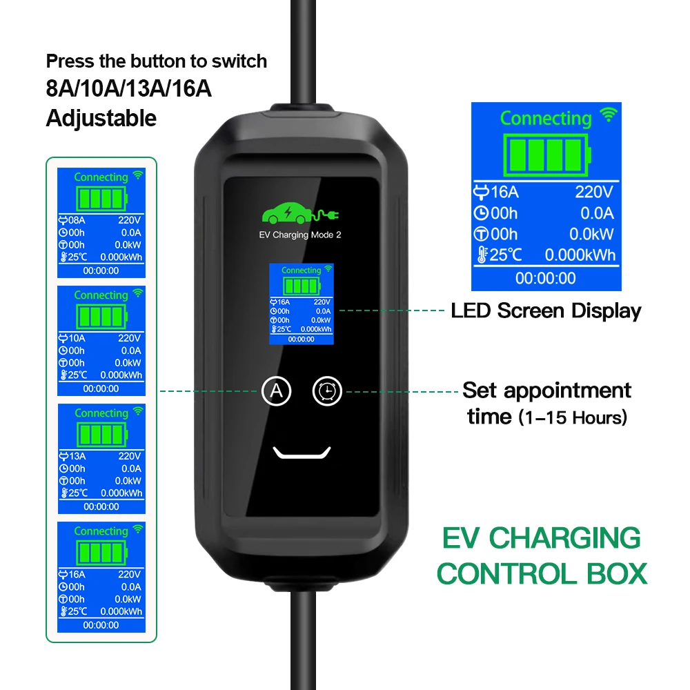 Chiefleed APP Control GBT EV Charger 16A 3.6kw 11kw 32A 7.2kw With WIFI 220V EU  Plug Home Charge Delay IP66 No APP 3.6kw Charge