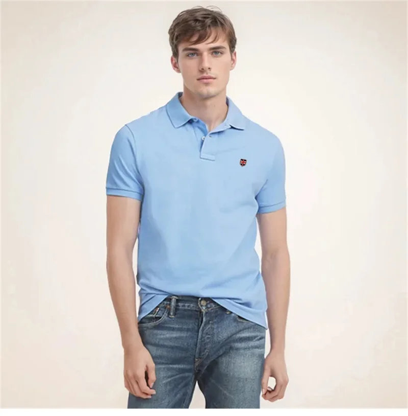 High Quality 100% Cotton Summer New Mens Polos Shirts Short Sleeve Casual Lapel Sports-Tees Fashion Polos Homme Male Slim Tops