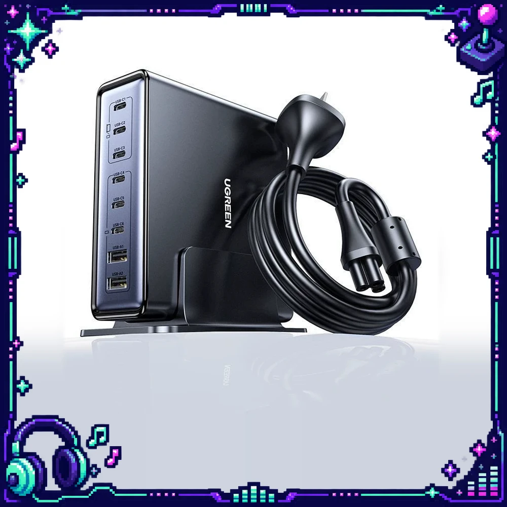 UGREEN 55763 Desktop GaN Charger 200W 8-Port 6 USB-C 2 USB-A PD PPS Fast Charging for Phones Tablets and Laptops