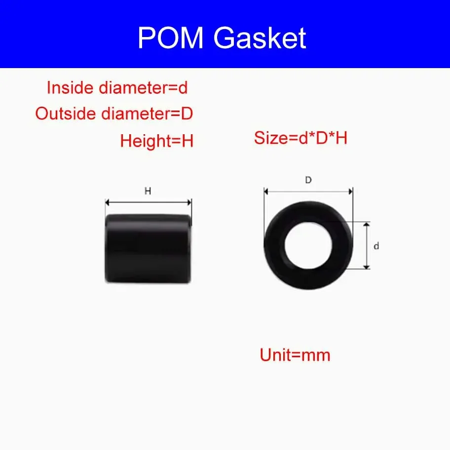 

POM Black Sai Steel Hollow Sleeve Isolation Column Wear-Resistant Thickened Washer M5.2M6.3