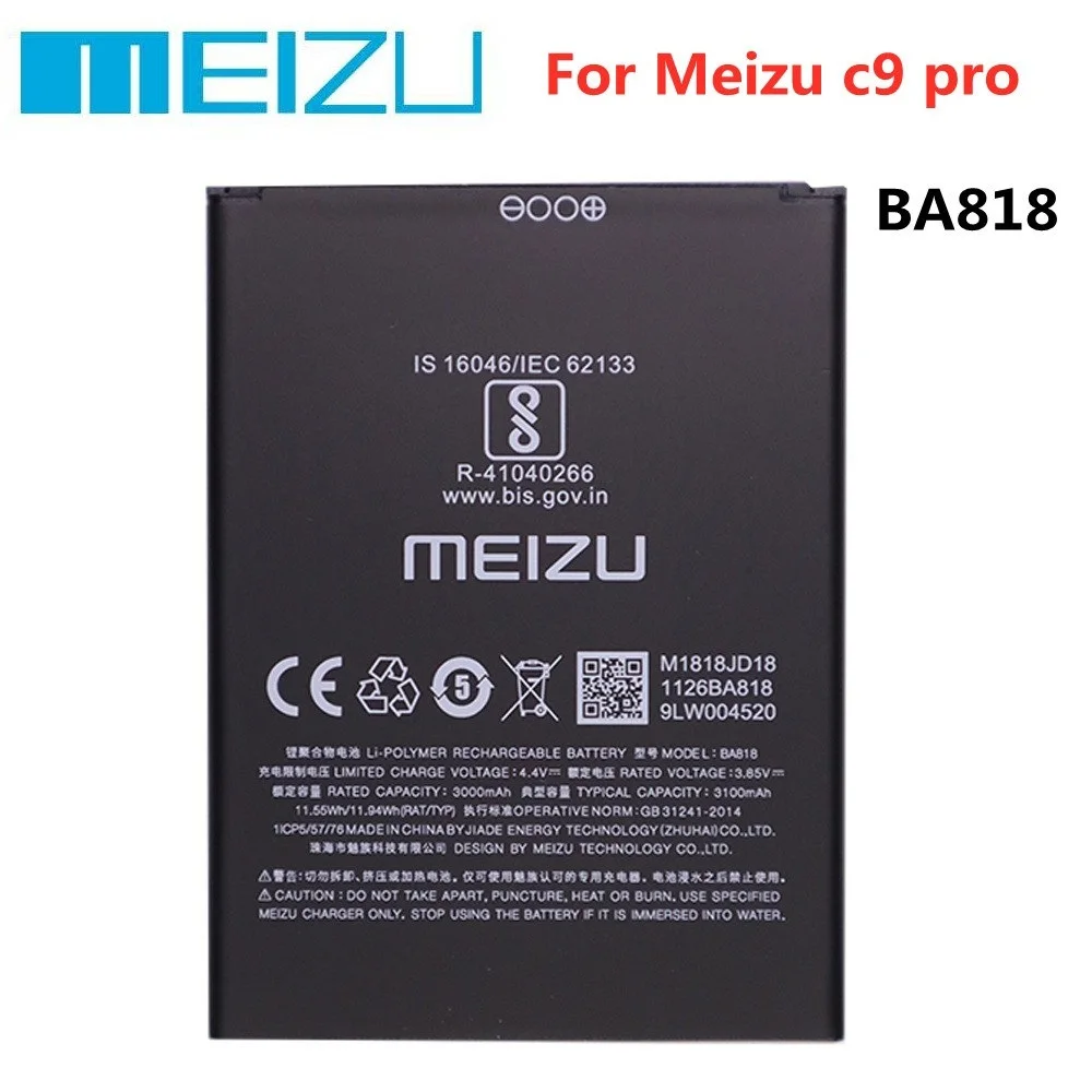 

3000mAh 100% Original Meizu Battery For Meizu c9 pro c9 pro BA818 Mobile Phone Battery + Tracking Number