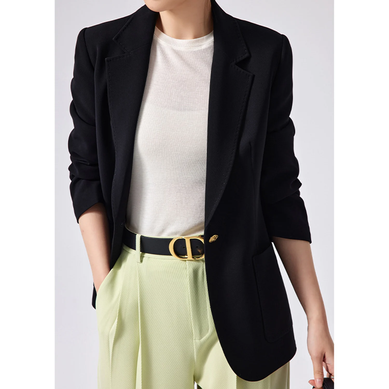 

Allingentle Women's Blazer 1-Button Fashion Jacket Office Outfits Elegant Suit Blazer for Business Casual Customize