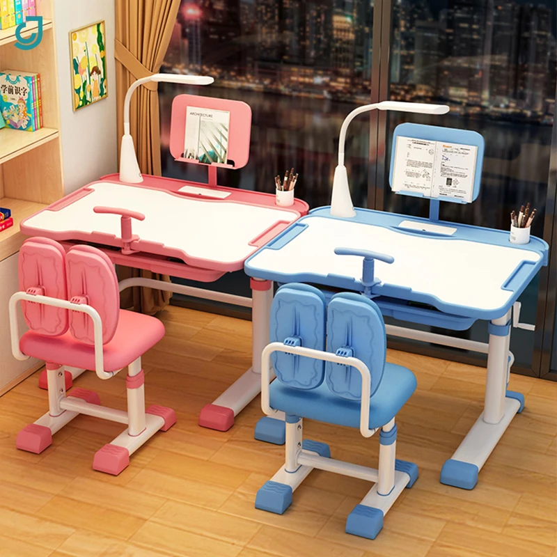 Children's wooden study table and chair set height adjustable student table and chair children's family study furniture bedroom