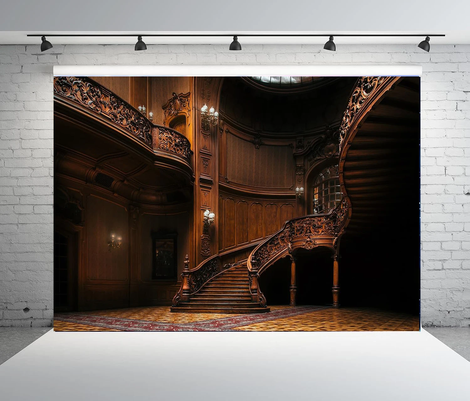 Retro Medieval Palace Photography Backdrop For Luxurious Mansion Wooden Staircase Hall Background Birthday Party Decor