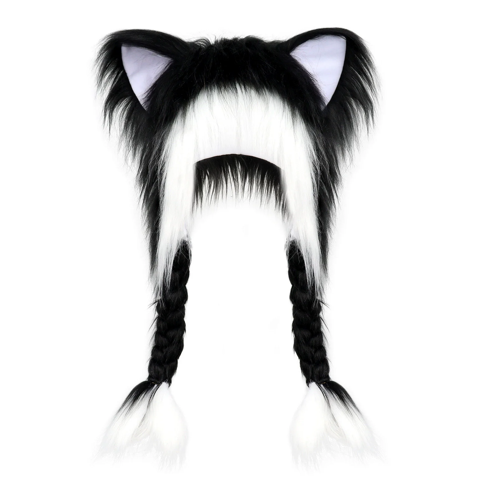 Subculture Fur Fursuit Cat Ears Hat Y2K Cool Plush Warm Headpiece Fluffy Spicy Girl Headwear Halloween Cosplay Costume Props