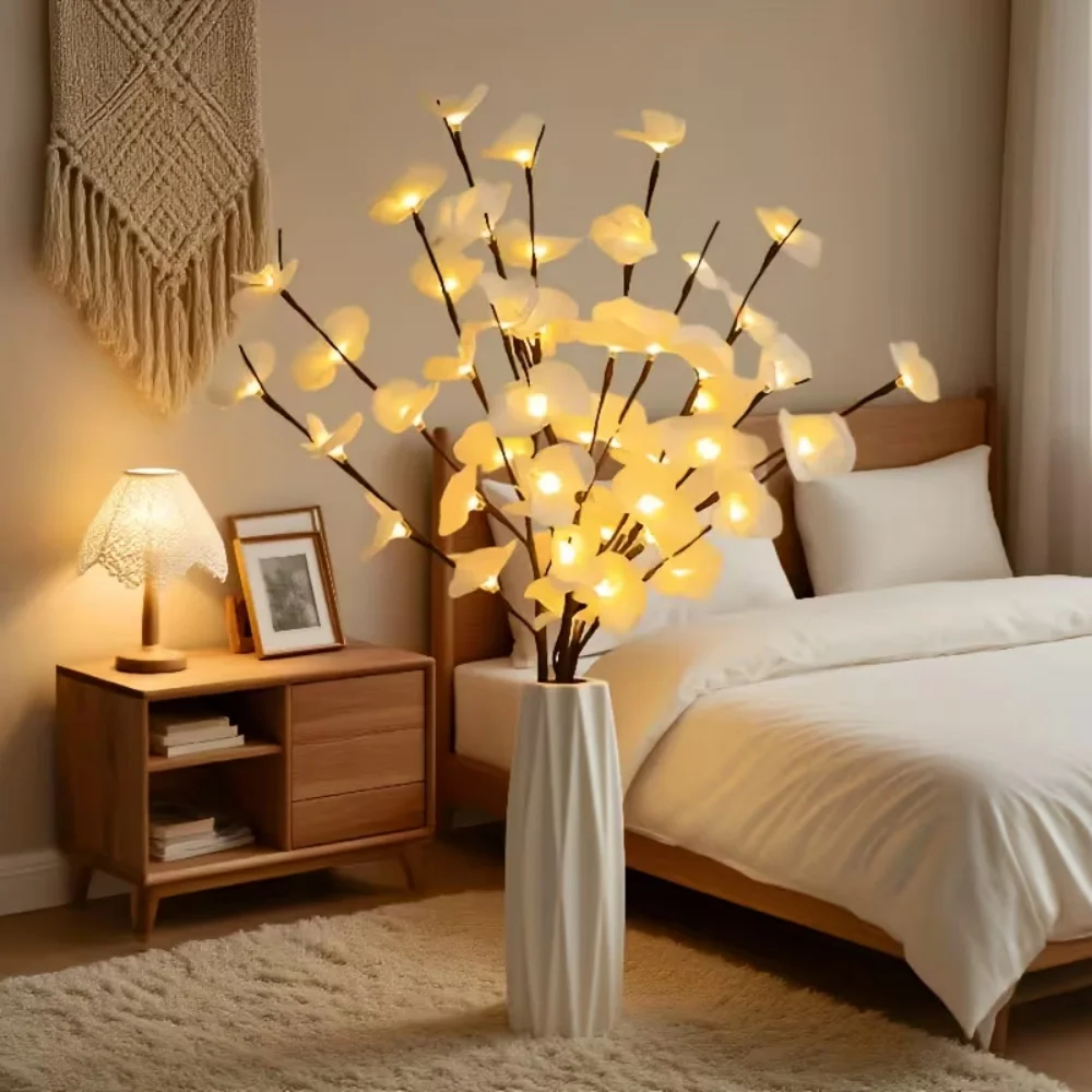 LED Butterfly Orchid Tree Branch Lights for Bedroom Living Room Tabletop Wedding Anniversary Valentine Spring Home Decor
