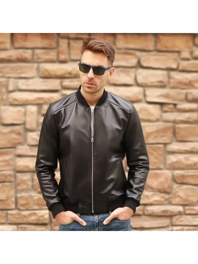

Top-Selling Shevro Leather Men’s Real Lambskin Flight Jacket – Luxury Classic Brand Bomber Coat, Casual Pilot Style