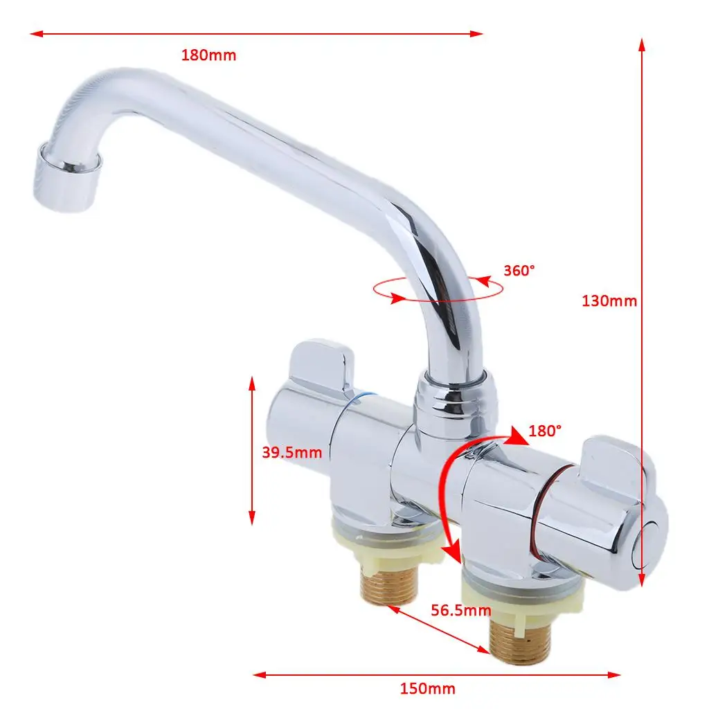 

Modern Copper Alloy Water Faucet Hot Cold Swivel Spout Basin Mixer 360 Rotating Tap for Marine Boat Bathroom Kitchen