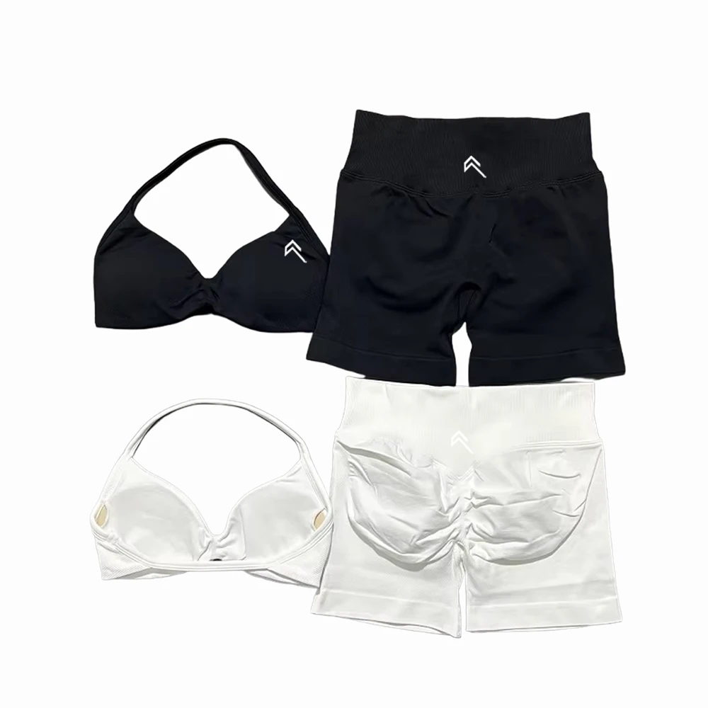 جديد 2 قطعة المرأة اليوغا مجموعة سلس تأثير السراويل الرياضية المرأة 2025 جديد عالية الخصر الورك رفع سليم ملابس اللياقة البدنية #5