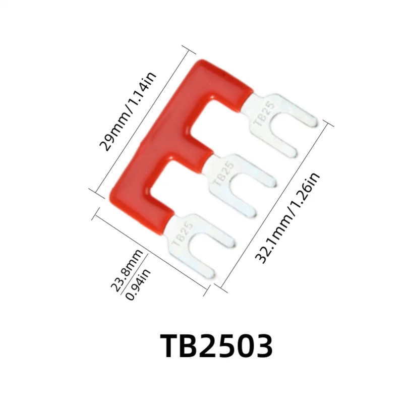 All Copper Conductor 1piece TB2503 TB2504 TB2505 25A Y-type Connecting Strip, Bus Bar Connecting Terminal Strip