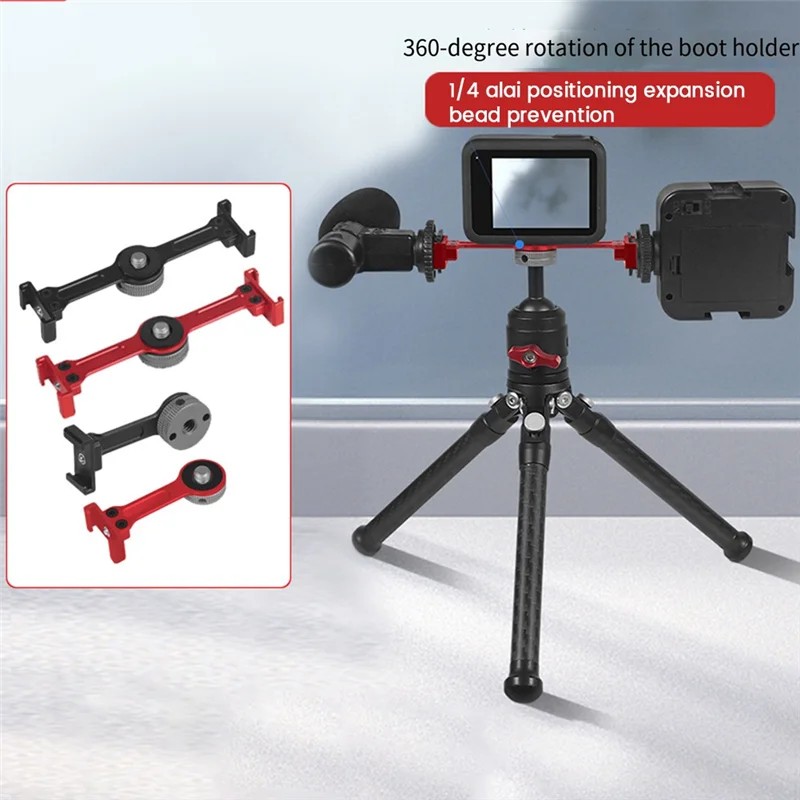 AT12 Cold Shoe Vlog Extension Bar Mount Adapter 1/4In Screw For Action Camera Bracket LED Light Mic Tripod Stand