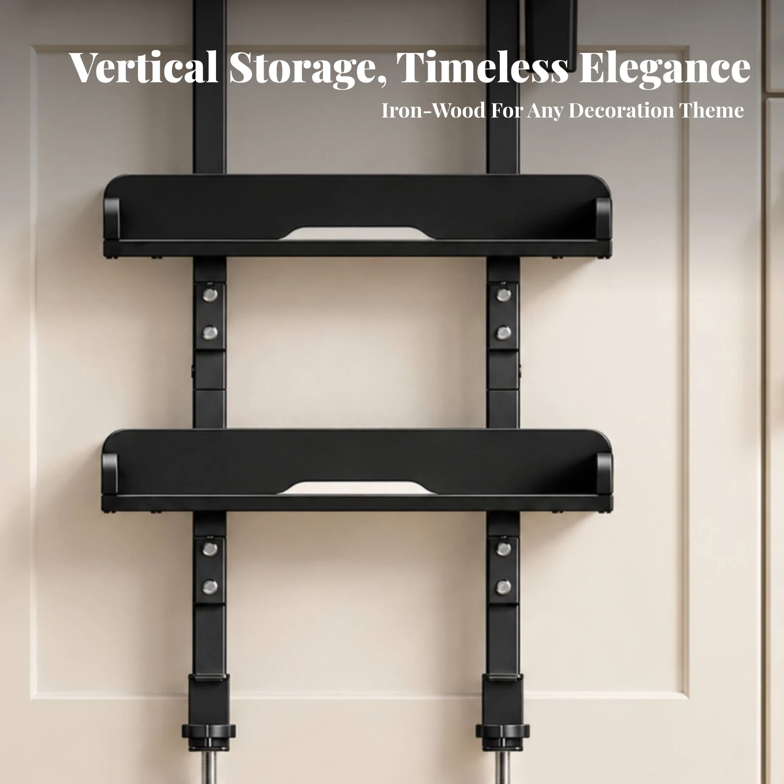 3-Tier Desk Storage Shelf Metal Frame Three-Tier Desktop Shelf Adjustable Height Desk Organizer Sturdy Non-Slip for Home Office