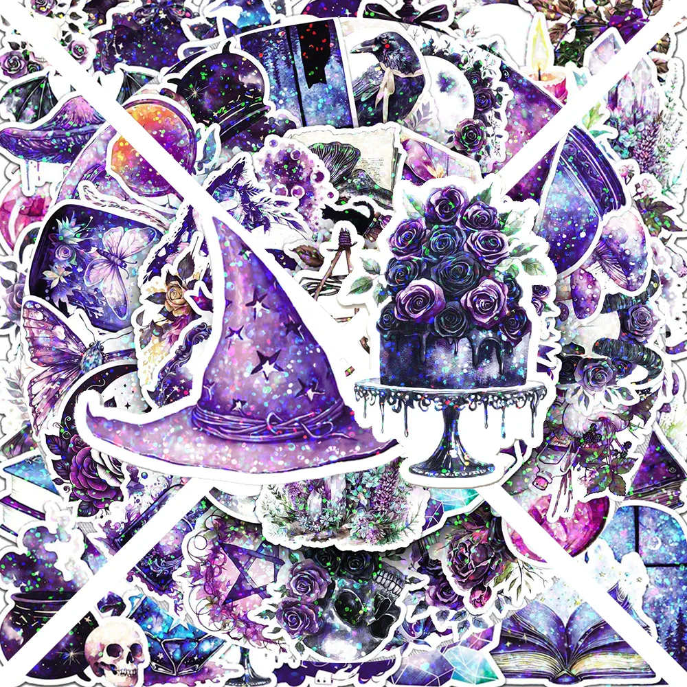 

10/30/50pcs Retro Gothic Magic Witch Skull Graffiti Stickers Decals DIY Skateboard Phone Laptop Laser Cool Cartoon Sticker Decor