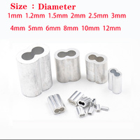 20/50/100 pcs Aluminum Crimping Loop Sleeve Wire Rope Ferrule Double Hole Clamp Diameter 1mm-12mm