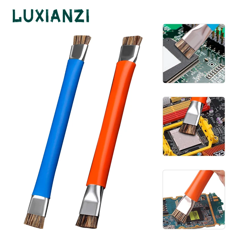 LUXIANZI ESD Anti-Static Brush Double Head Insulation Hard Brush For Mobile Phone Motherboard PCB Cleaning Dust Repair Tool Kit