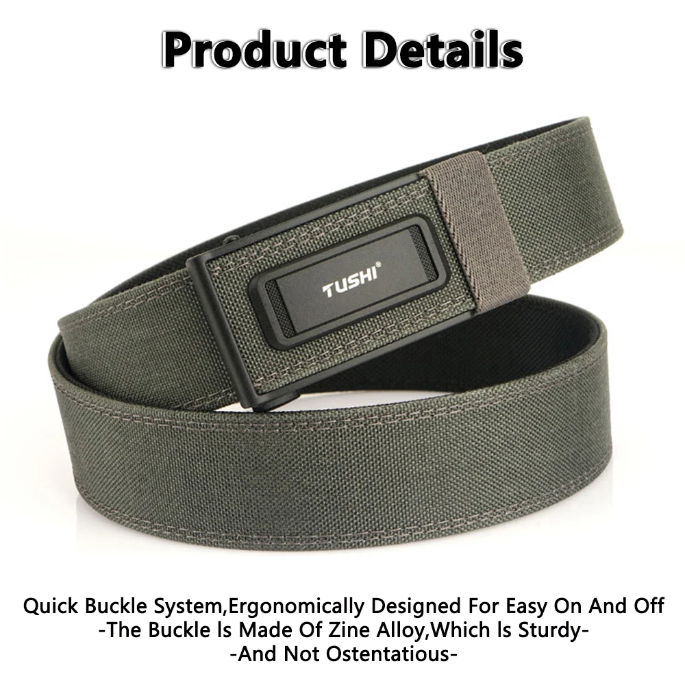TUSHI EDC Hard Tactical Belt for Men Metal Automatic Buckle IPSC Gun Belt 1100D Nylon Military Belt Outdoor Sports Girdle Male