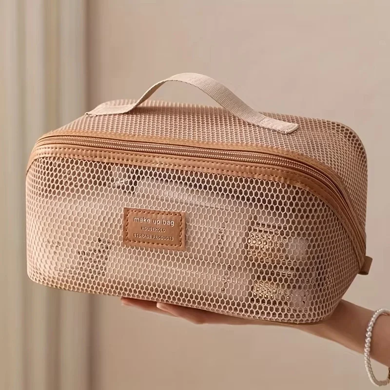 Transparent Mesh Makeup Bag Lightweight Portable Large-capacity Travel Toiletry Bag Multi‑compartment Multi-functional Bag