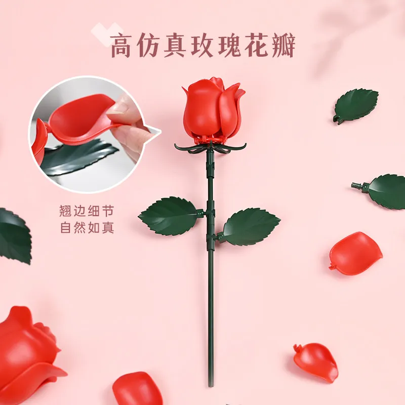 Keeppley Rose Eternal Building Flower Bouquet Flower Model Girl'S Gift Popular Gifts For The Anniversary Celebration Cartoon