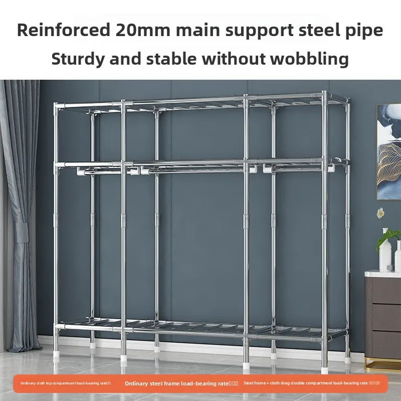Double Door Wardrobe Magnetic Closure Fabric Wardrobe Reinforced Steel Tubes Easy Assembly Rental Rooms Bedroom Furniture