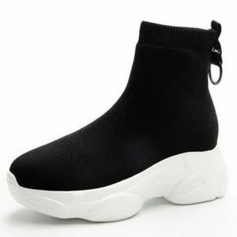 High Quality Stretch Breathable Platform Booties Spring Fashion Comfortable Non-slip Vulcanized Shoes Women Autumn Ankle Boots