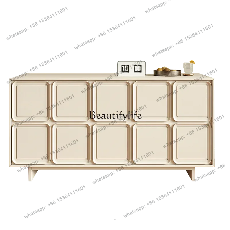 D30Nordic paint solid wood tea cabinet simple modern wood color entrance storage wine cabinet