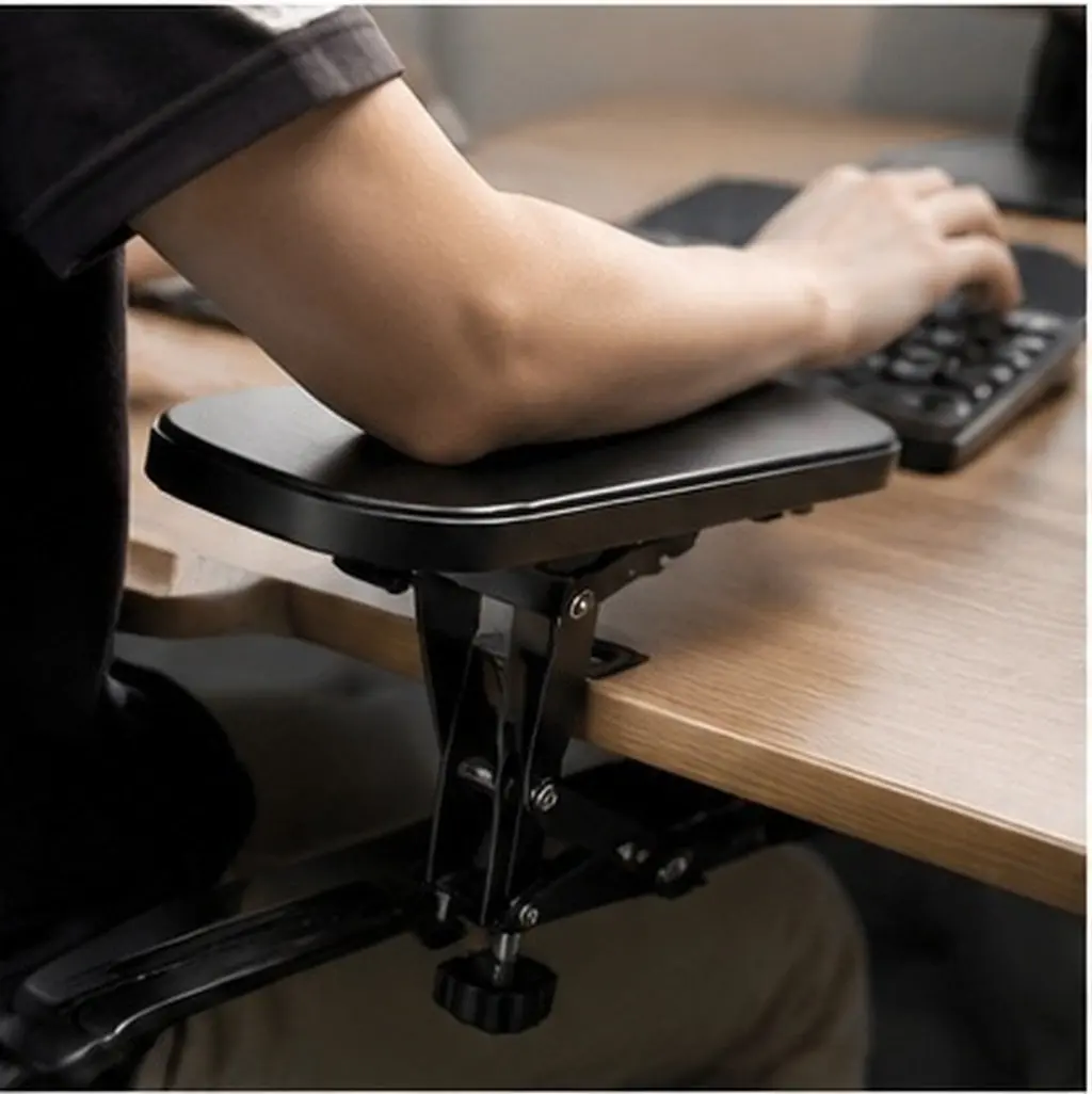 2Pcs Adjustable Clamp Desk Armrest Support Shelf Computer Ergonomic Extension Tray Foldable Keyboard Stand No Drilling