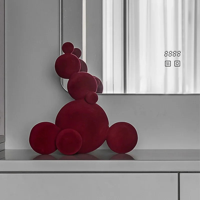 Nordic Simple Creative Flocking Molecular Ball Ornaments Home Model Room Living Room Coffee Table Porch Aesthetic Decorations