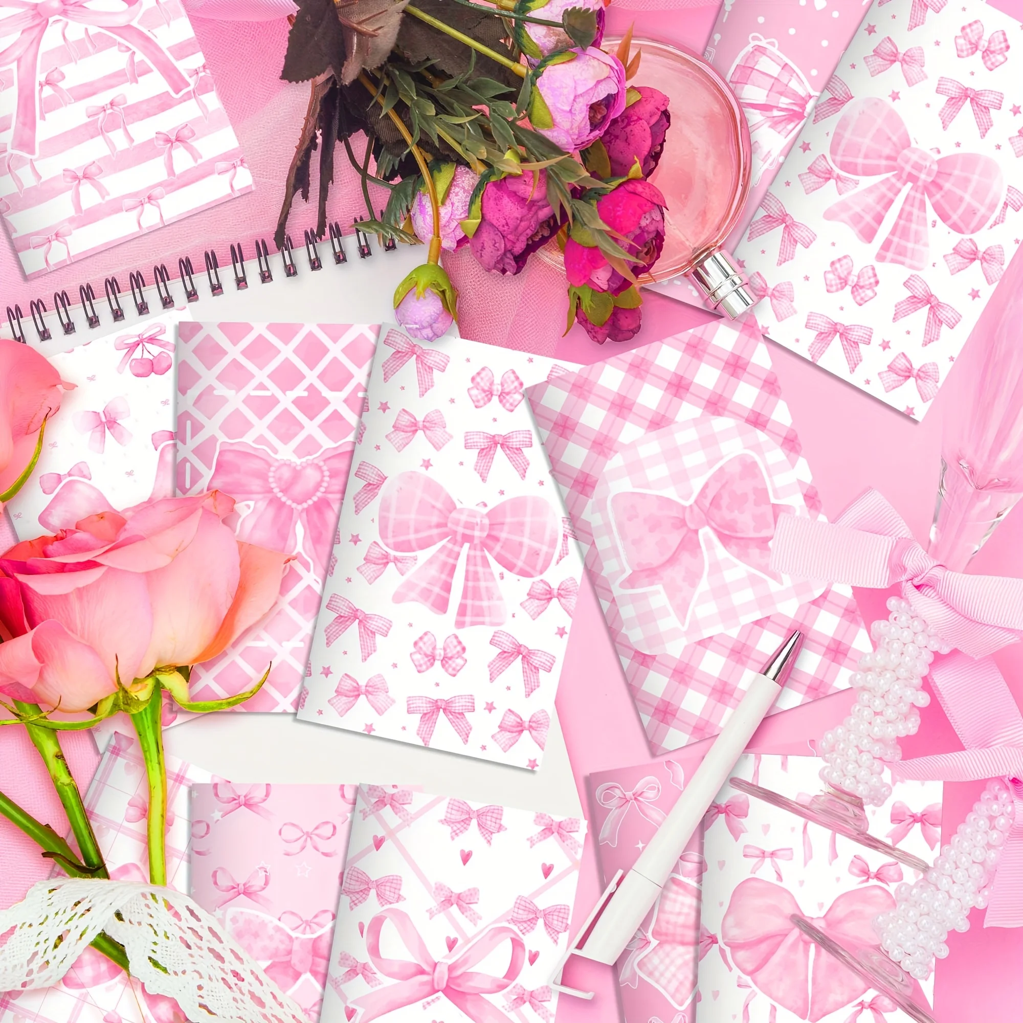 6/12 Stück Mini-Notizbücher mit rosa Schleife, tragbares Notizbuch, Geschenk für Mädchen, Tagebuch, Notizblock, Belohnungsgeschenk, Geburtstagsgeschenk, Büro- und Schulbedarf – Detail 6