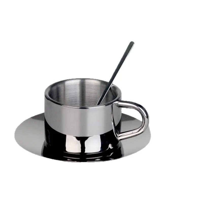 

125ml 304 Stainless Steel Espresso Cup Coffee Cups and Saucers Afternoon Tea Cups Mugs High-End Personalized Couple Cups