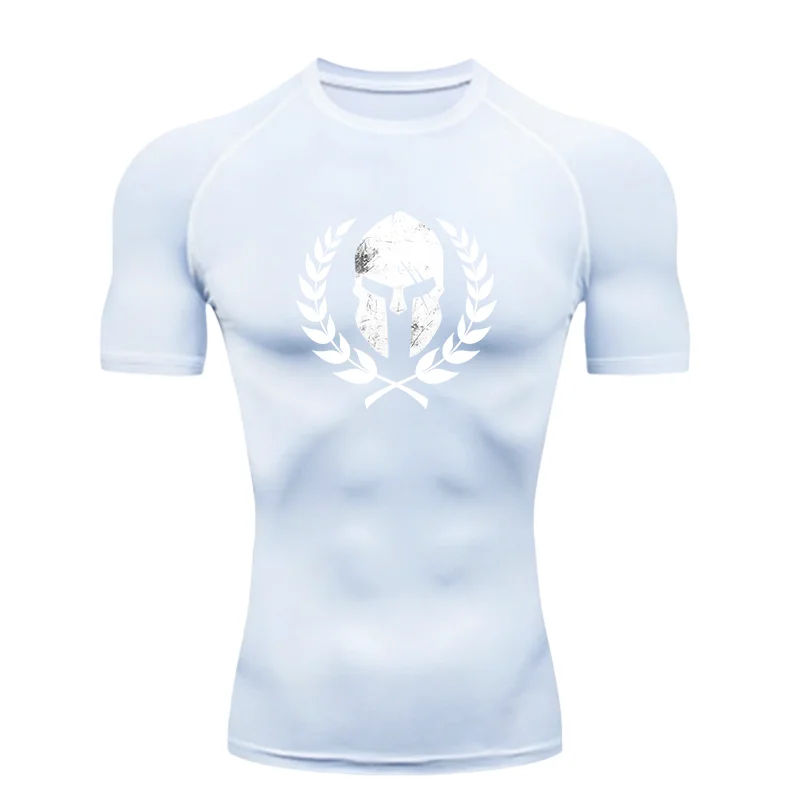 Helmet Laurel Wreath Design 2026 Men's Sports T-shirt Training Fitness Compression Athletic Tees Gym T-shirts Workout T-Shirt