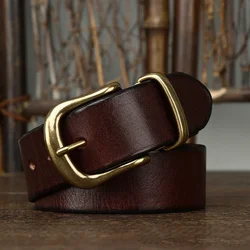 Belt Male Fashion Men's Luxury Designer Cowskin Belts for Jeans Genuine Leather Strap Pin Buckle Cummerbunds Ceinture Homme