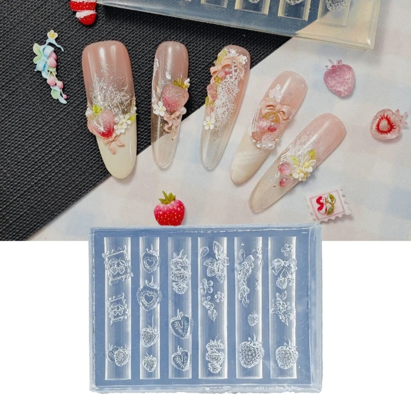 

H7EB Nails Art Moulds Silicone Template Nails Designing Tool Delicate Silicone Handmade Molds for Manicure Creation
