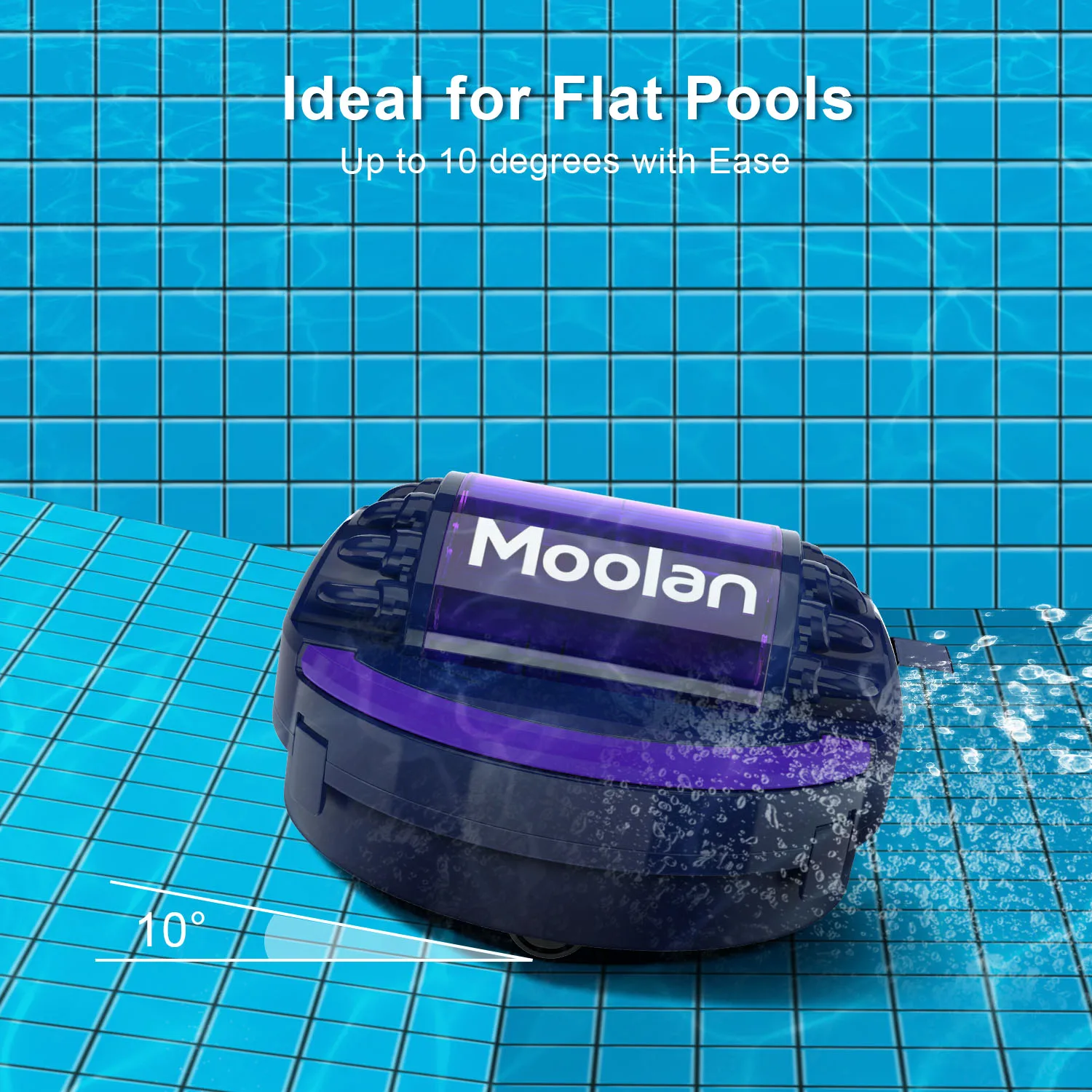 Moolan Automatic Robotic Pools Cleaner Cordless Robotic Pool Vacuum for In Ground Flat Swimming Pools Automatic Home Appliance