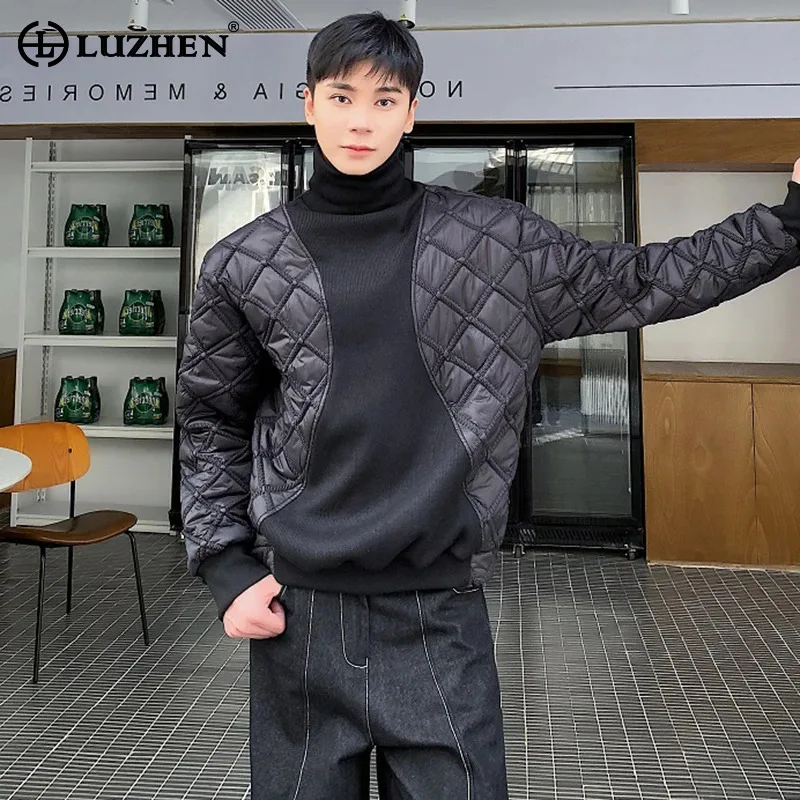 LUZHEN Winter Stylish Original Splicing Design Padded Pullover Elegant Thermal High Quality Street Casual Thickened Tops LZ7231