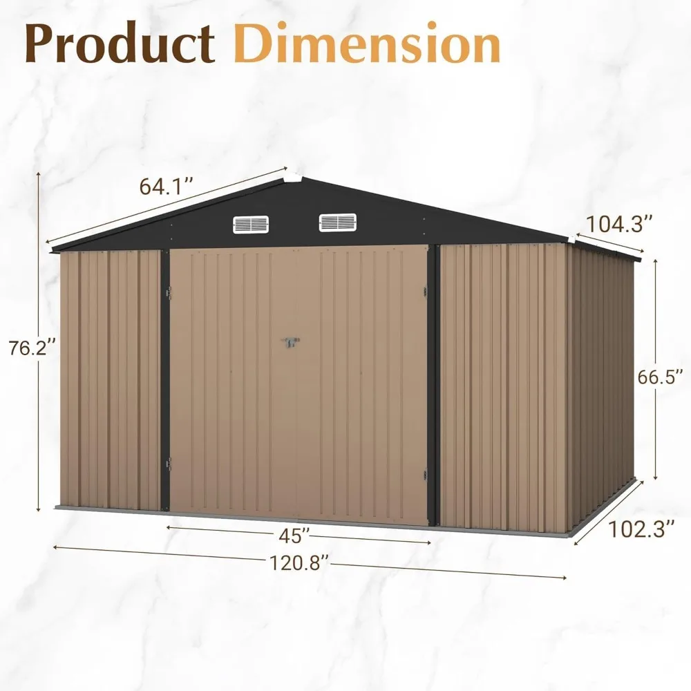 

10 x 8 FT Shed Outdoor Storage Shed Metal with Lockable Door Outside Waterproof Tool Shed for Backyard, Patio