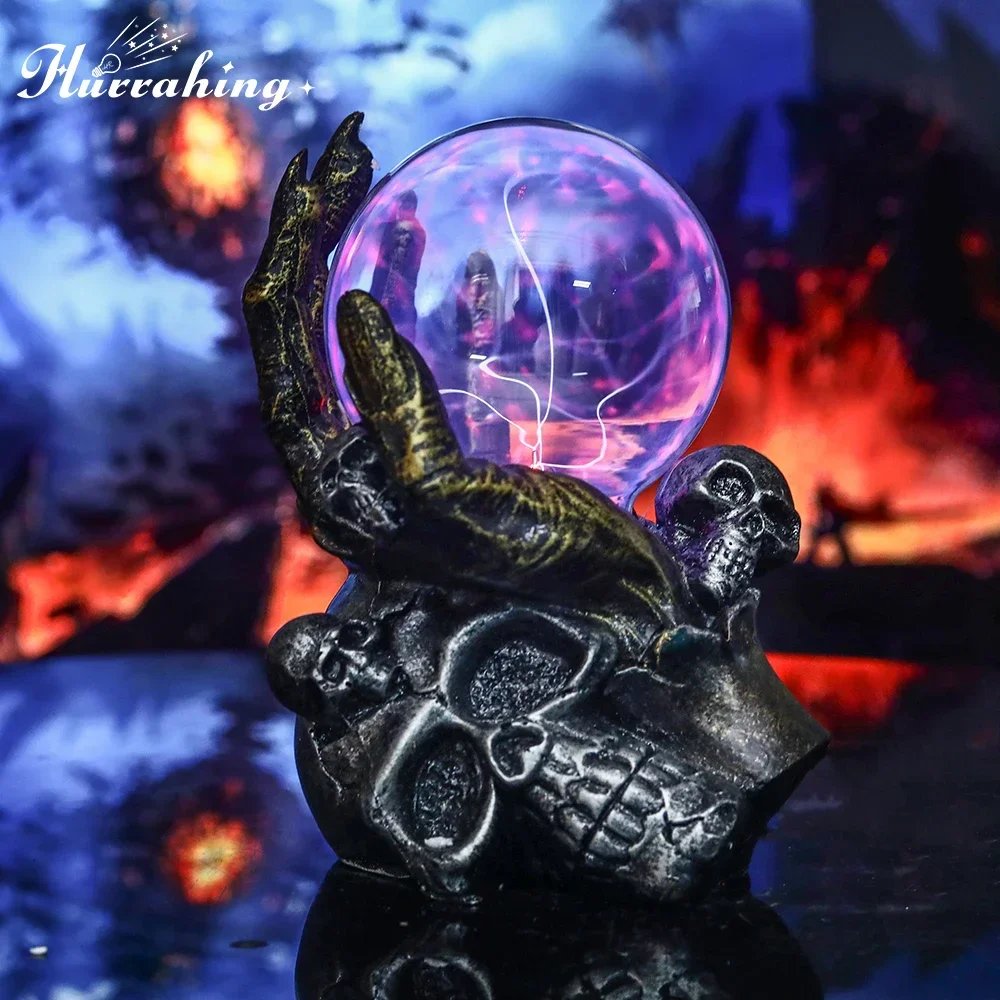 Hurrahing lâmpada de plasma com suporte de bola de perfil lateral 4 polegadas luz noturna ambiente decoração de mesa presente de Halloween venda